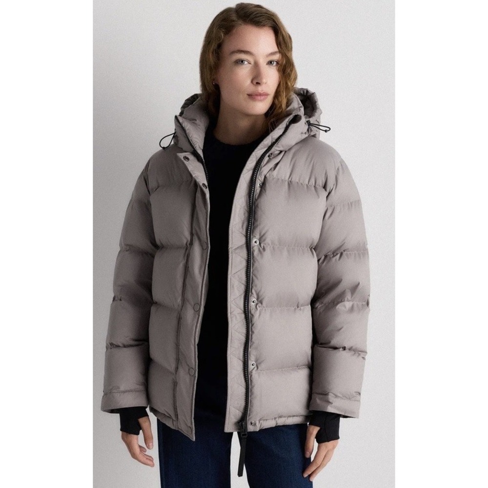 Quince Responsible Goose Down Hooded Puffer Jacket Small Morel Gray Grey